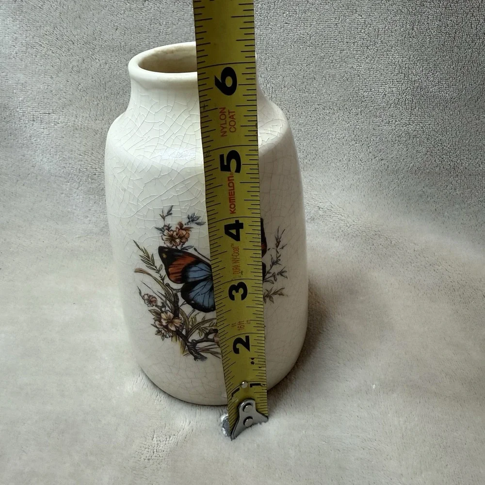 VTG Ceramic Butterfly Woodland Wildflower‎ Vase Planter Pottery Art Decor 6